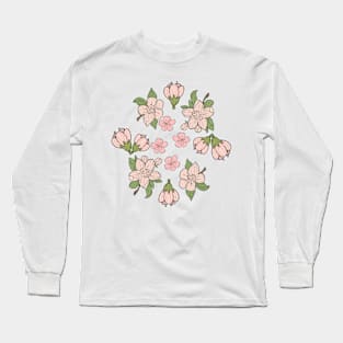 Pink vintage retro flowers Long Sleeve T-Shirt